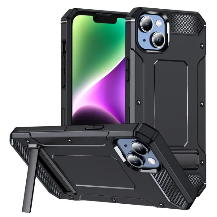 OEM - iPhone 13/iPhone 14 Mobilskal Kickstand Shockproof - Svart