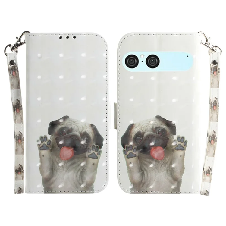 Sony Xperia 10 VII Konstläder Plånboksfodral med Handledsrem - Pug | 2353 | AlltMobil