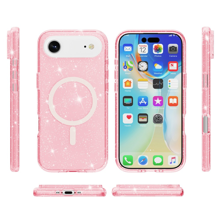 A-One Brand - iPhone 17 Air Mobilskal MagSafe Puderglitter - Rosa