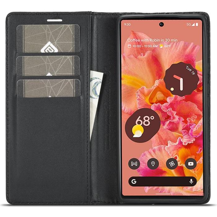 LC.imeeke - LC.IMEEKE Google Pixel 7a Plånboksfodral Konstläder - Carbon Fiber - Svart