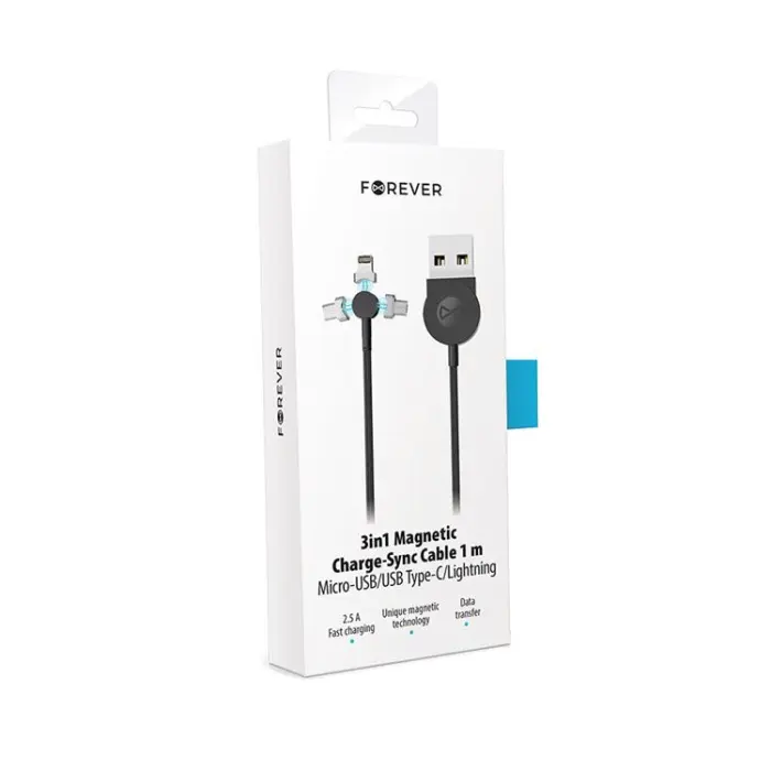 Corsair - Forever Core 3in1 USB/MicroUSB/Lightning/Typ-C Kabel Magnetic 1m