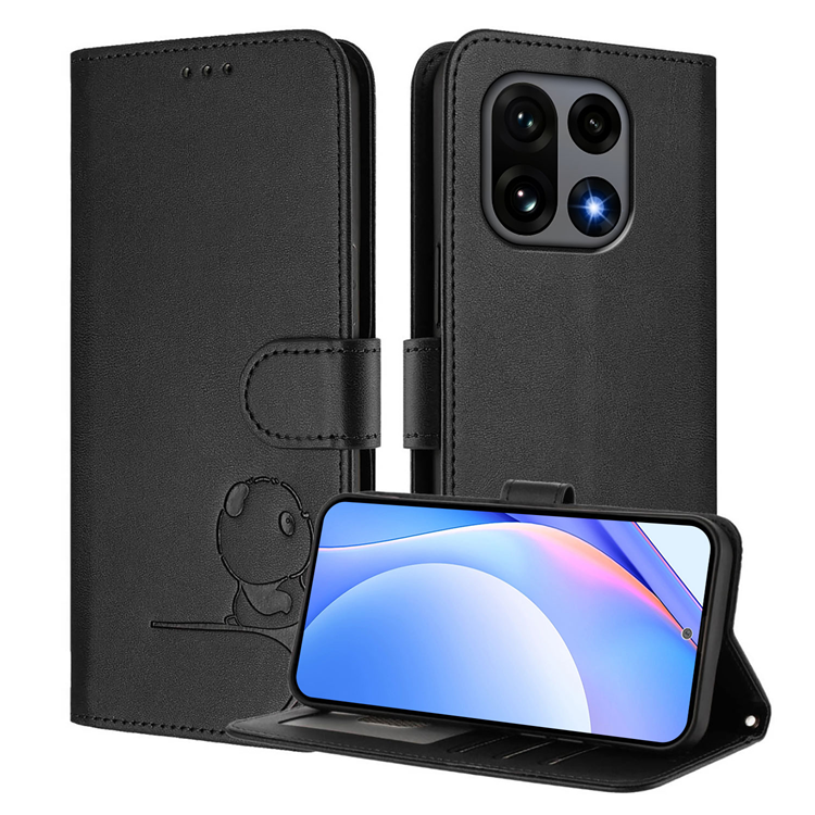 OnePlus 15 Konstläder Plånboksfodral Panda Imprint RFID-Skydd (Svart) | 2353 | AlltMobil