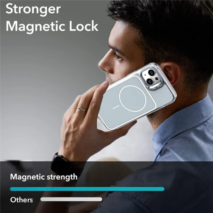 A-One Brand - iPhone 15 Plus Mobilskal MagSafe Lens Kickstand med Handrem - Grå