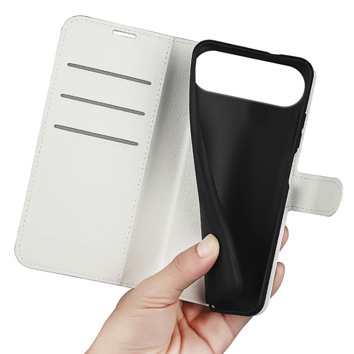 Amorus - AMORUS iPhone Air Plånboksfodral Flipstativ Litchi - Vit