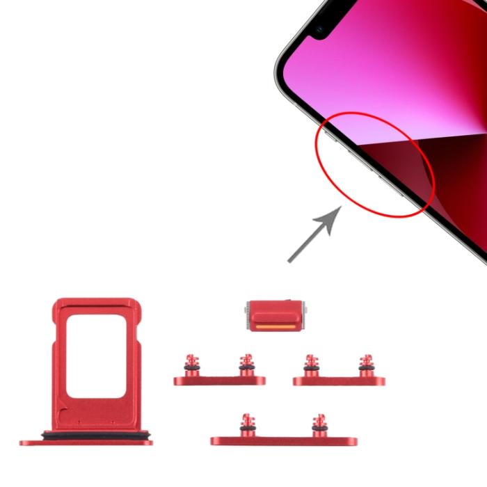 UTGATT1 - iPhone 13 Simkortshållare (Dual) + Sidoknappar - Röd