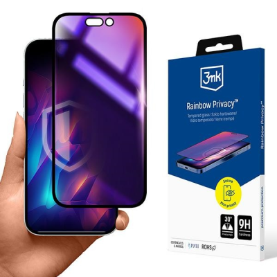 3MK iPhone 14 Pro härdat glas Skärmskydd Rainbow Privacy