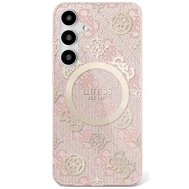 Guess Galaxy S25 Mobilskal MagSafe Guld Electroplated Peony - Rosa | 2353 | AlltMobil