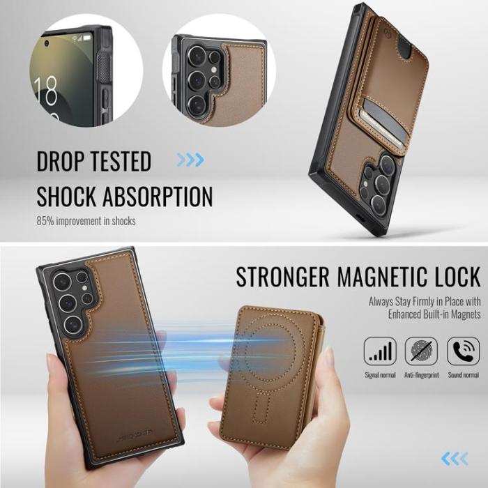 OEM - JEEHOOD Samsung Galaxy S24 Ultra Fodral KonstLäder - Brun