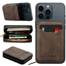 LC.imeeke - LC.IMEEKE Magsafe Korthållare L6 Zipper RFID Blocking - Coffee