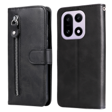 A-One Brand - OnePlus 15 5G Pl&aring;nboksfodral Zipper Pocket PU L&auml;der - Svart