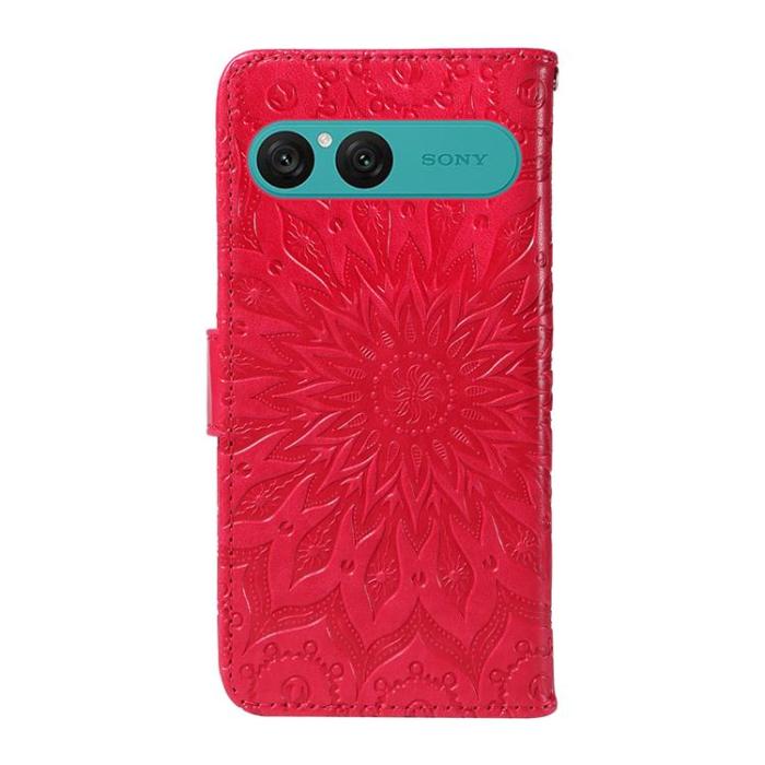 A-One Brand - Sony Xperia 10 VII Plånboksfodral Sunflower Imprinted - Röd
