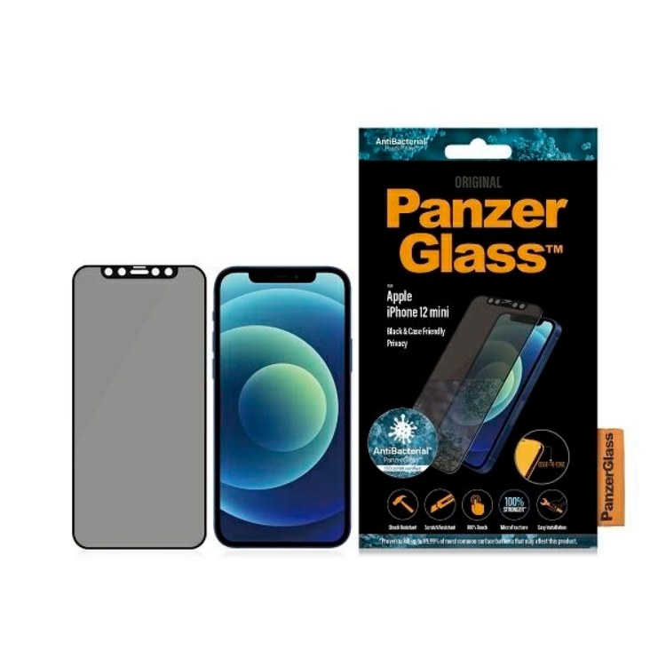 PanzerGlass iPhone 12 Mini Härdat Glas Skärmskydd Privacy Microfracture | 5468 | AlltMobil