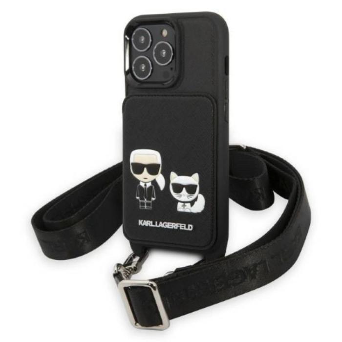 UTGATT5 - Karl Lagerfeld iPhone 13 Pro Max Halsbandsskal Saffiano Karl&Choupette Embossed
