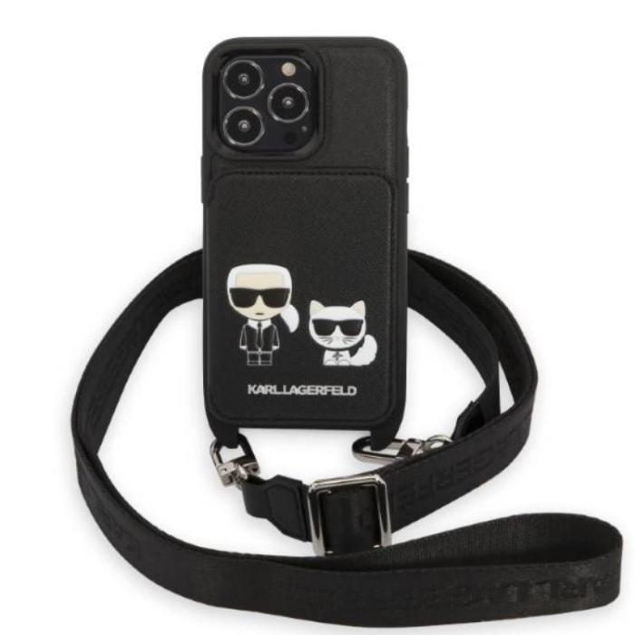 UTGATT5 - Karl Lagerfeld iPhone 13 Pro Max Halsbandsskal Saffiano Karl&Choupette Embossed