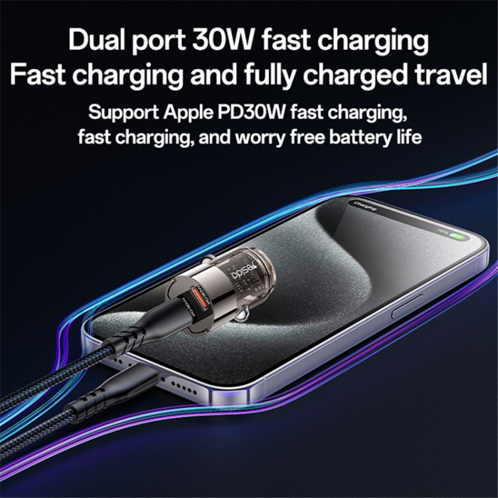 Yesido - YESIDO Billaddare 2x USB-C 30W Y69 PD Fast - Svart