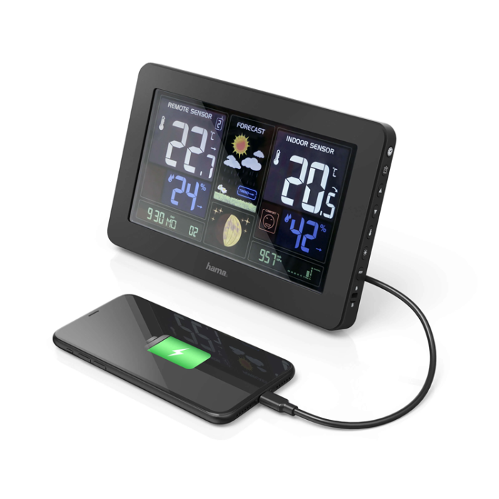 Hama - Hama Väderstation Premium Inkl. USB-laddning - Svart