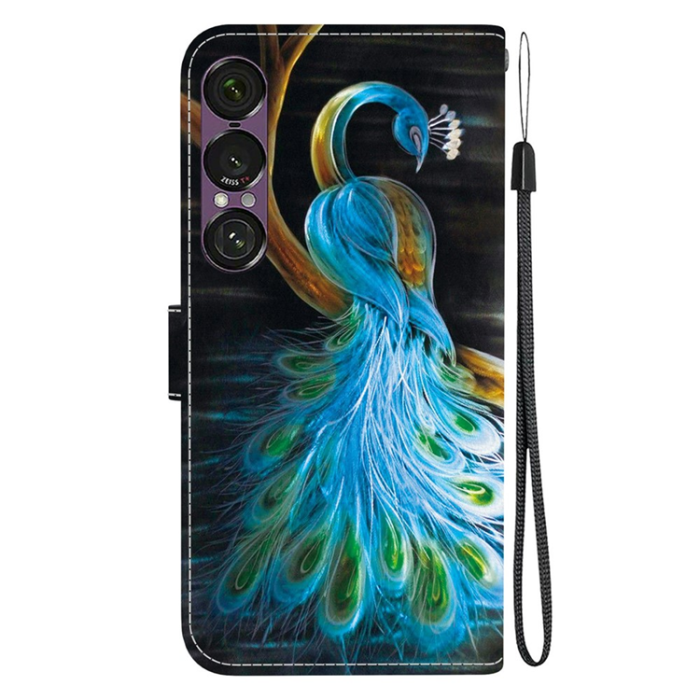 A-One Brand - Sony Xperia 1 VII Plånboksfodral med Lanyard Printing - Peacock