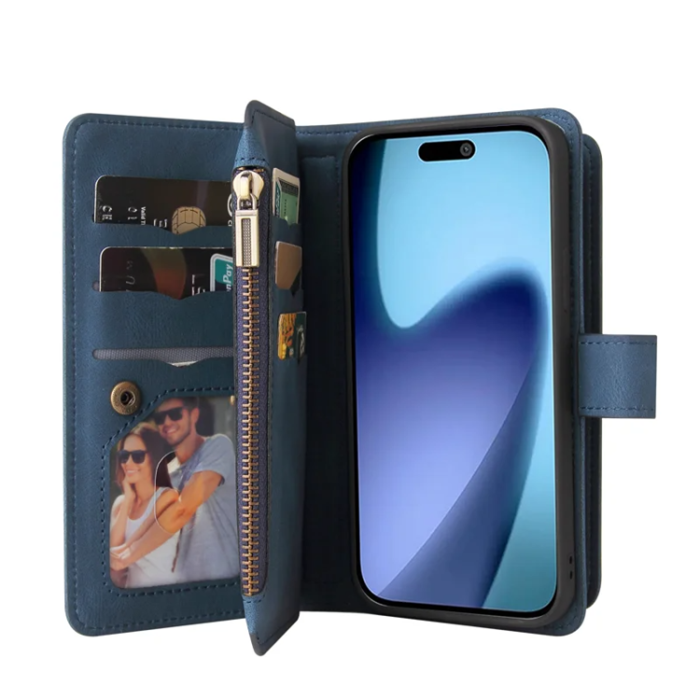 A-One Brand - iPhone 17 Air Konstläder Plånboksfodral Zipper Rem