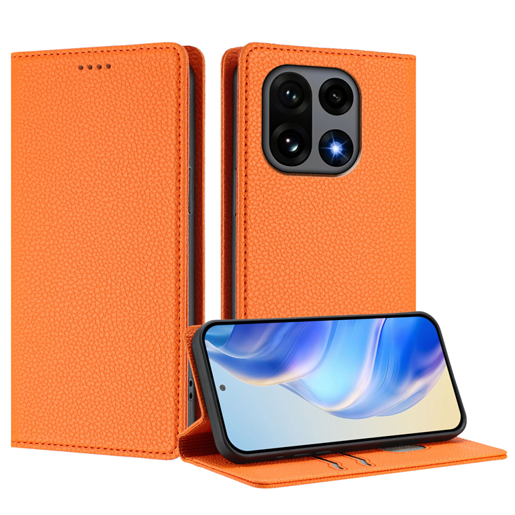 OnePlus 15 Plånboksfodral RFID-Skydd Litchi Konstläder (Orange) | 2353 | AlltMobil