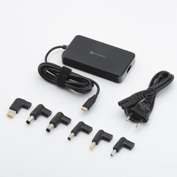 Forcell - Forcell Universal Laptopladdare 90W (6 Adaptrar) E856 - Svart