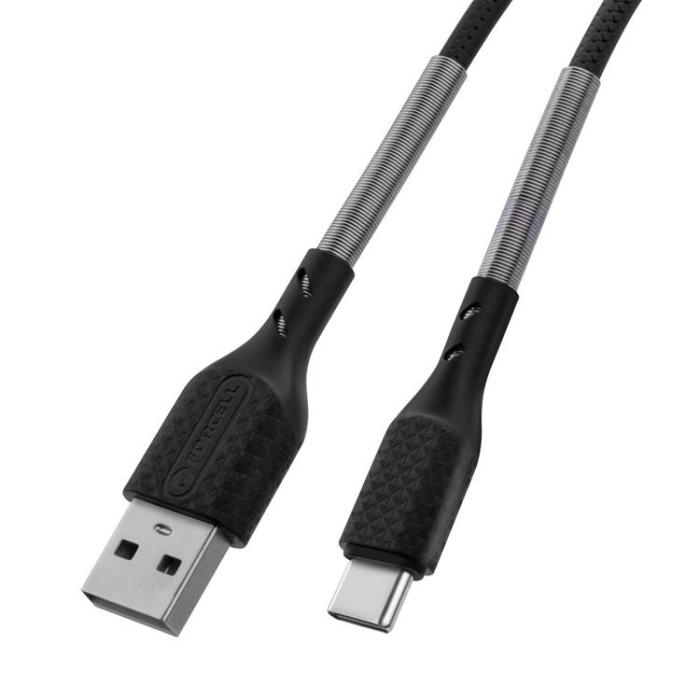 Forcell - Forcell Carbon USB-C till USB-A kabel 1m - Svart