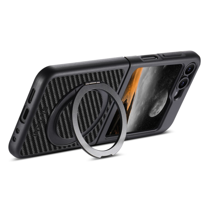 SUTENI - Suteni Galaxy Z Flip 5 Mobilskal MagSafe Carbon Fiber - Svart