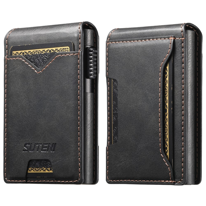 SUTENI - SUTENI Korthållare Automatiskt Pop-Up Metall Imprint Waxy Texture