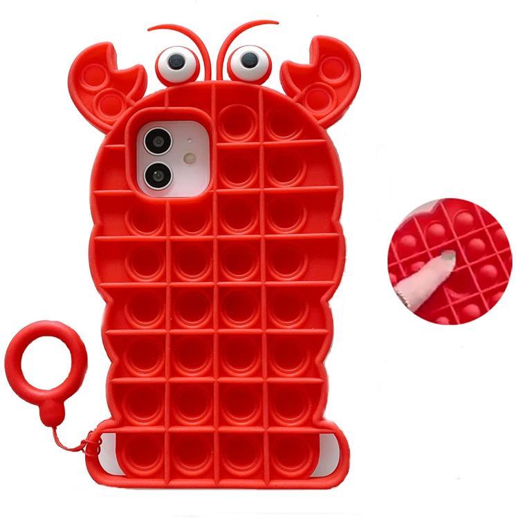 Crab Pop it Fidget Skal till iPhone 7/8/SE 2020 - Röd