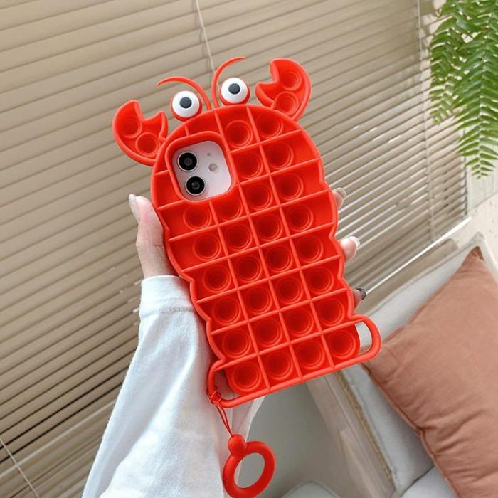 Fidget Toys - Crab Pop it Fidget Skal till iPhone 7/8/SE 2020 - Röd