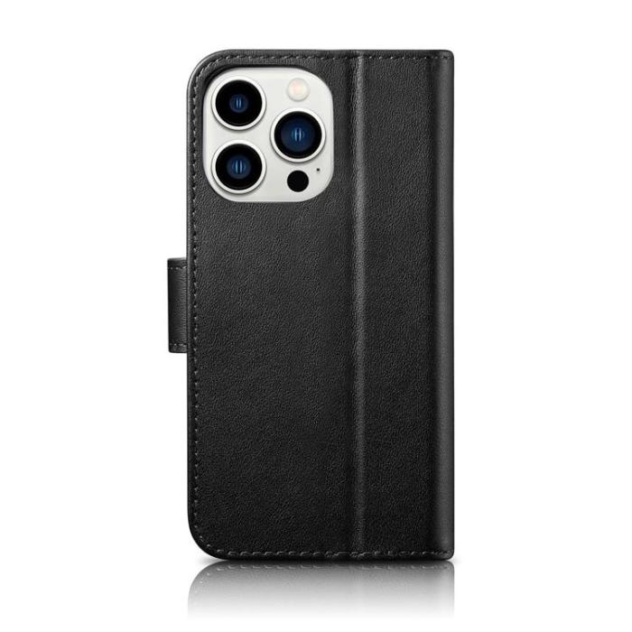 ICARER - iCarer iPhone 14 Plånboksfodral Äkta Läder Anti-RFID - Svart