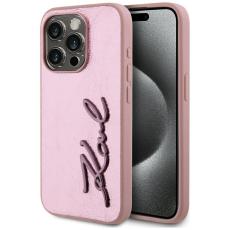KARL LAGERFELD - Karl Lagerfeld Mobilskal till iPhone 15 Pro MagSafe Wrinkled Metal Signature