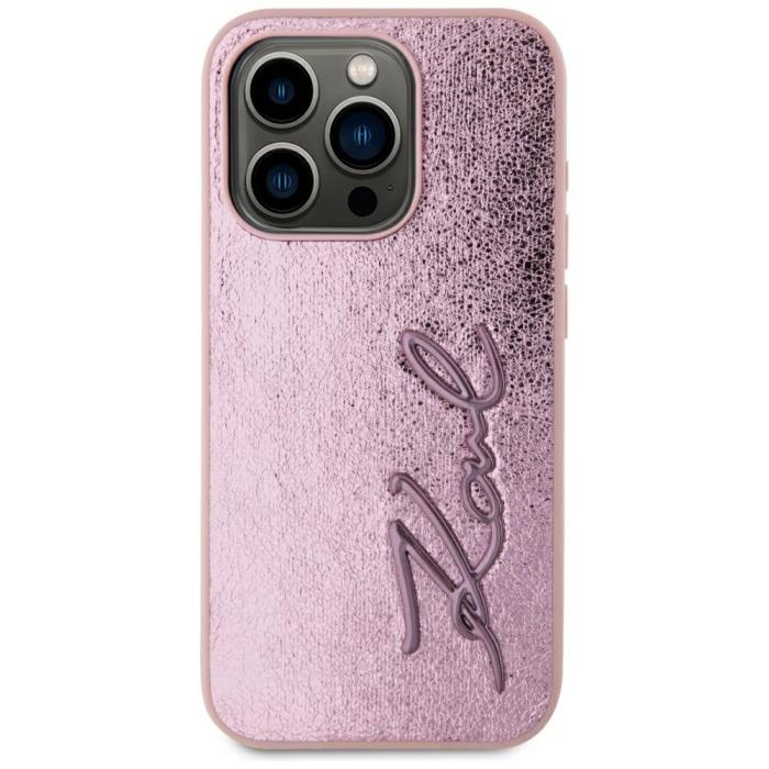 KARL LAGERFELD - Karl Lagerfeld Mobilskal till iPhone 15 Pro MagSafe Wrinkled Metal Signature