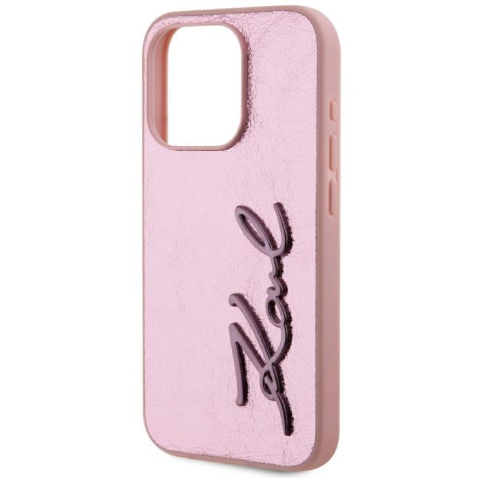 KARL LAGERFELD - Karl Lagerfeld Mobilskal till iPhone 15 Pro MagSafe Wrinkled Metal Signature