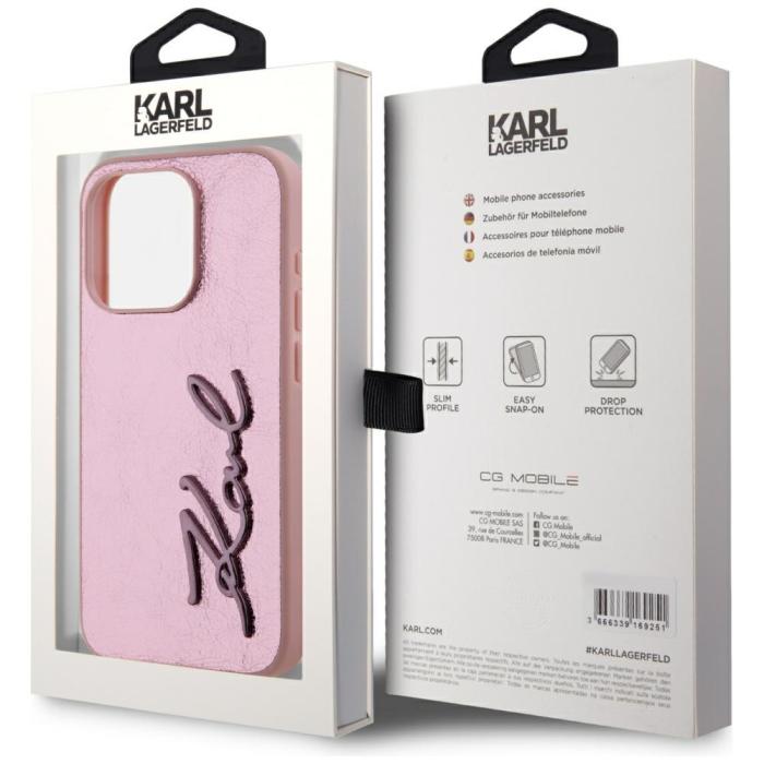 KARL LAGERFELD - Karl Lagerfeld Mobilskal till iPhone 15 Pro MagSafe Wrinkled Metal Signature