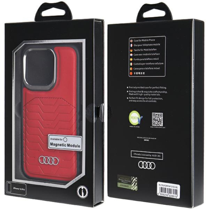 Audi - Audi iPhone 15 Pro Mobilskal Magsafe Synthetic Läder - Röd