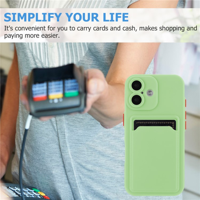 A-One Brand - iPhone 16 Plus Mobilskal Korthållare TPU - Matchagrön