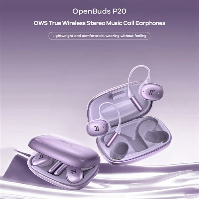 Remax - REMAX TWS In-Ear Hörlurar Bluetooth ANC Openbuds P20 - Lila