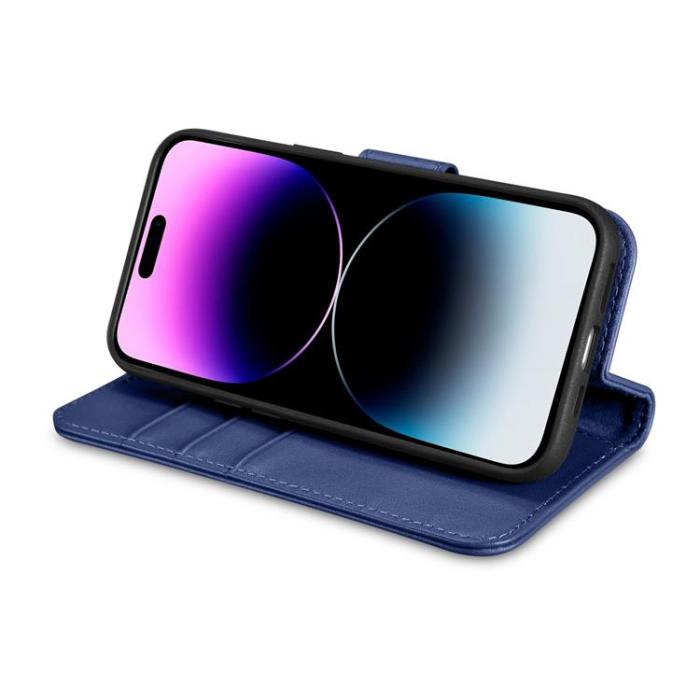 ICARER - iCarer iPhone 14 Pro Plånboksfodral 2in1 Äkta Läder - Blå