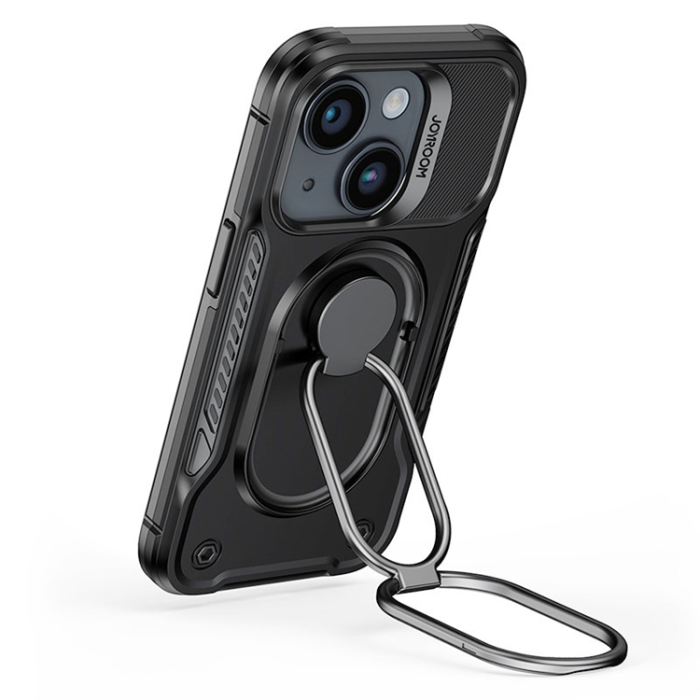 Joyroom - Joyroom iPhone 14 Plus Skal Ringhållare Dual Hinge - Svart