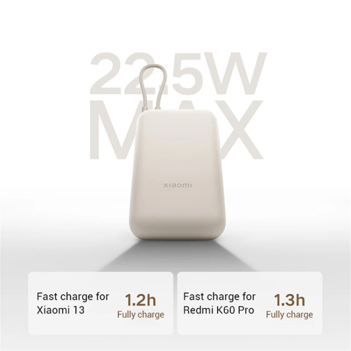 Xiaomi - XIAOMI Powerbank 10000mAh 22.5W med USB-C Kabel - Lätt kaffe