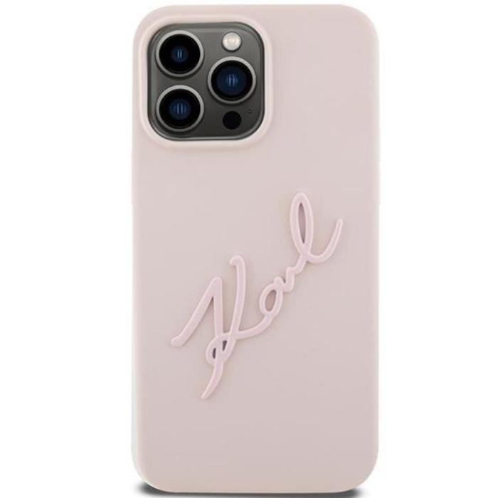 KARL LAGERFELD - KARL LAGERFELD iPhone 15 Pro Mobilskal Silikon Karl Script - Rosa