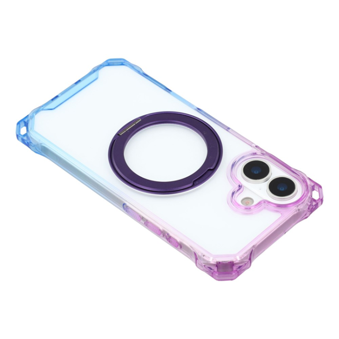 A-One Brand - iPhone 17 Mobilskal MagSafe Ring Kickstand - Gradient Lila / Blå