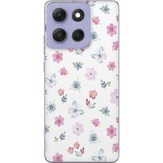 iSecrets - Mobilskal till Motorola Moto G86 Power med Blommor och fj&auml;rillar