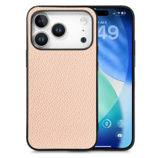 A-One Brand - iPhone 17 Pro Max Mobilskal Carbon Fiber PU Läder - Aprikos