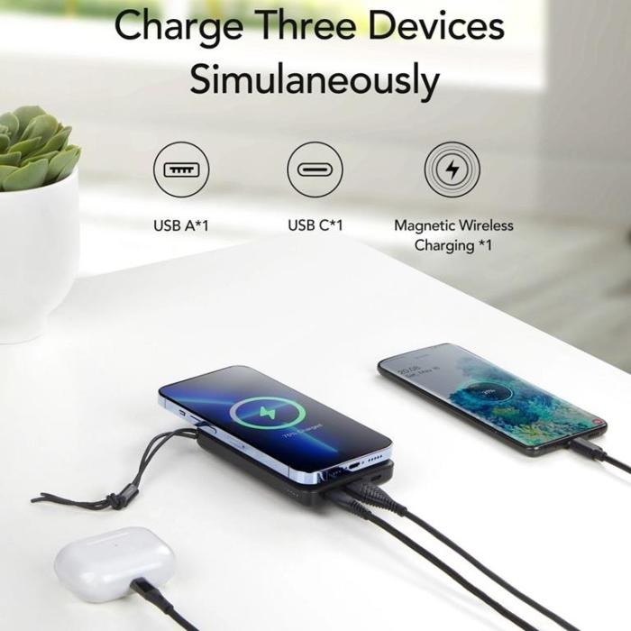 Veger - Veger Magsafe Powerbank 10,000mah Trådlös laddning - Svart