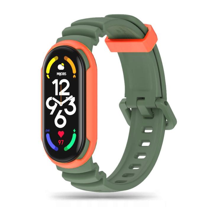 UTGATT - Tech-Protect Xiaomi Mi Smart Band 5/6/6 NFC/7 Armband - Grön/Orange
