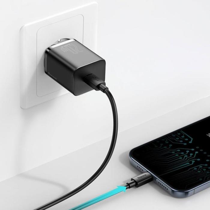 BASEUS - Baseus Super Si 1C Väggladdare USB-C 20 W - Svart