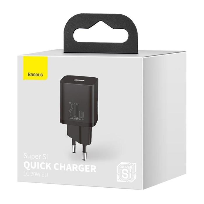BASEUS - Baseus Super Si 1C Väggladdare USB-C 20 W - Svart