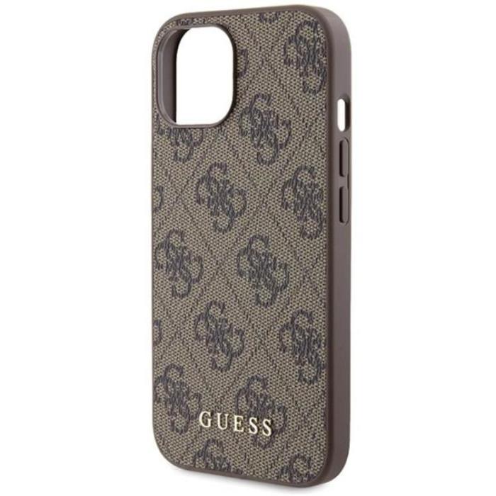 Guess - Guess iPhone 15 Mobilskal Metall Gold Logo - Brun