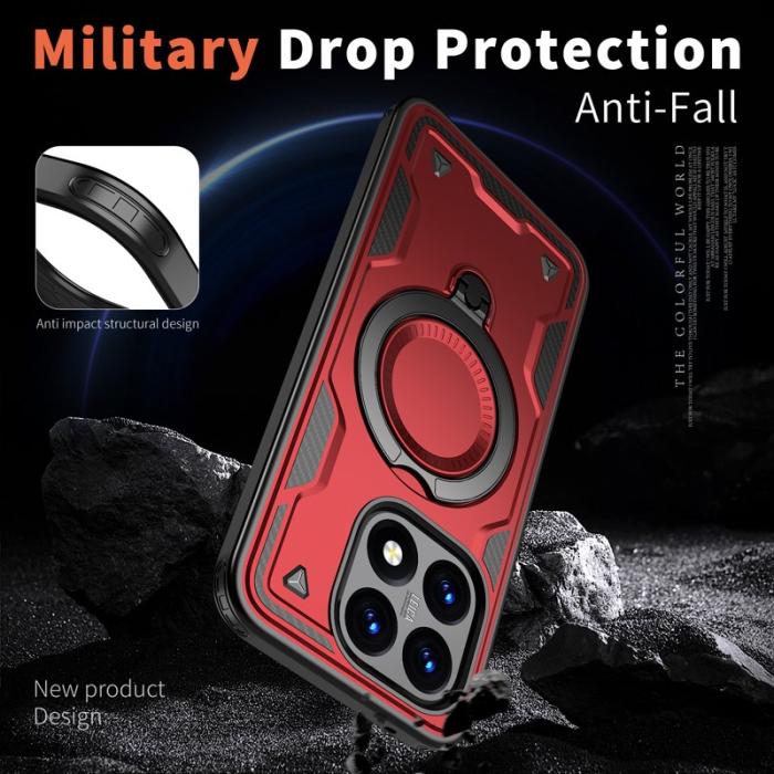 N/A - Mobilskal till Xiaomi 15T Militärt Skydd PC + TPU Ställ - Röd